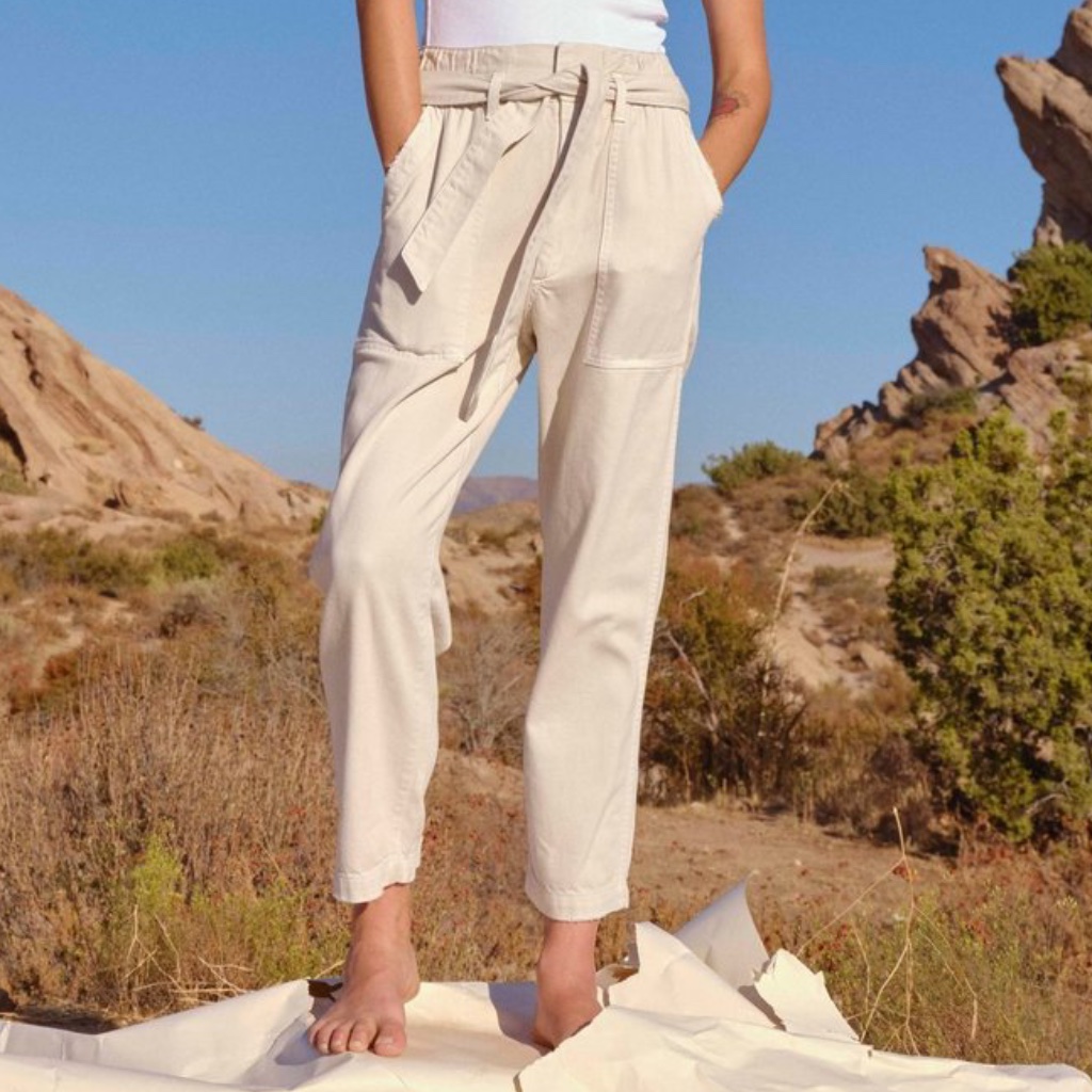 Amo Belted Straight Leg Paperbag Pants 25